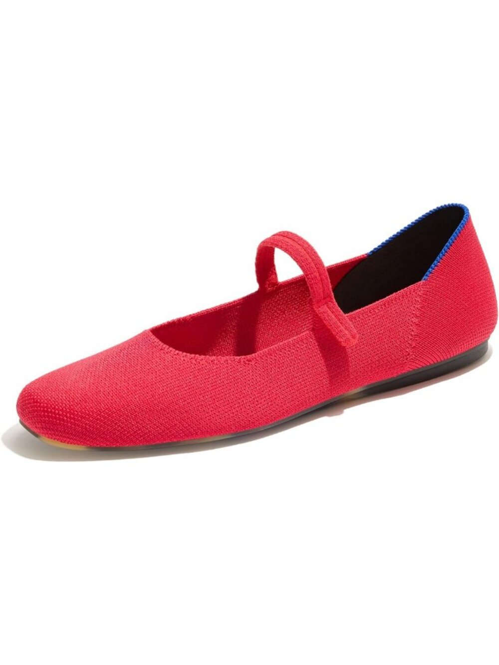 Chic Women's Knit Flats, Stylish Square Mary Jane Design, Comfortable Everyday